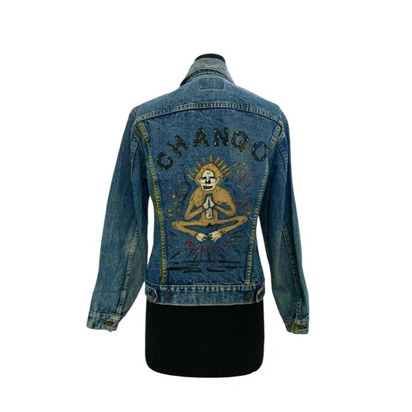 Levi Vintage Jean Jacket With Custom  Painting By Artist Levi Japhet Women’s SM - Picture 1 of 7